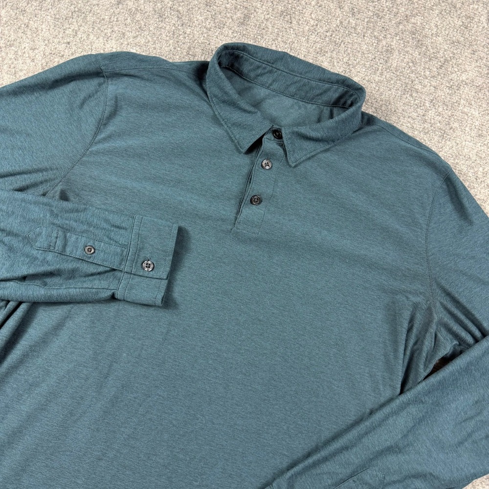 Vuori Long Sleeve Polo Mens M Teal Heather Stretch Performance V1006 Golf Top
